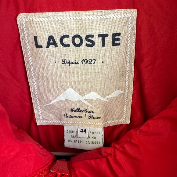 Lacoste Soft Shell High Neck Red Jacket Packable Hood Women's Size 44 (US L) - Picture 6 of 11